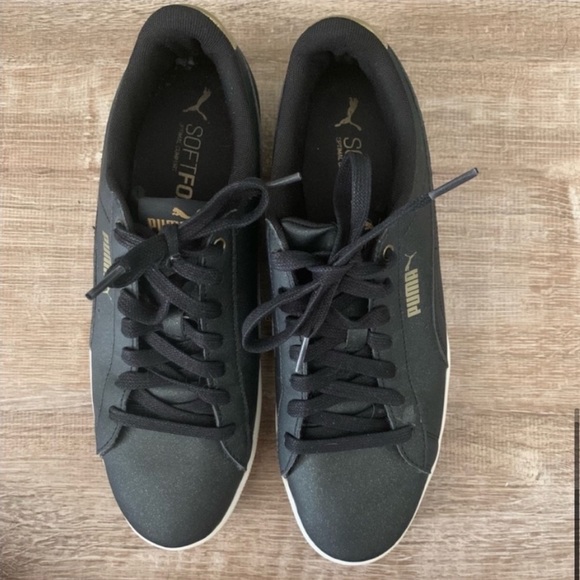 Puma Black and Gold Round Toe Sneaker - Picture 4 of 4